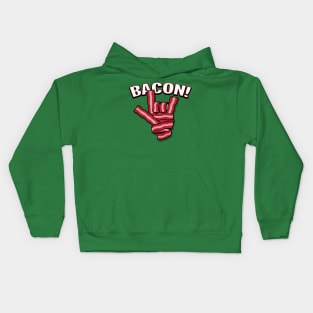 Horns Up Funny Original Bacon Horns Up Rock Metal Sign Gift For Bacon Lovers Kids Hoodie